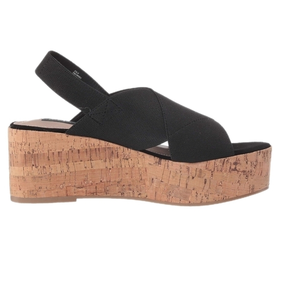 Steven Steve Madden Caly Black Sandal Cork Wedge Bottom Open Toe Black 9.5 NEW - Picture 3 of 15